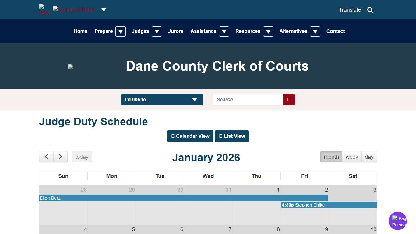 Schedule Dane County Clerk of Courts